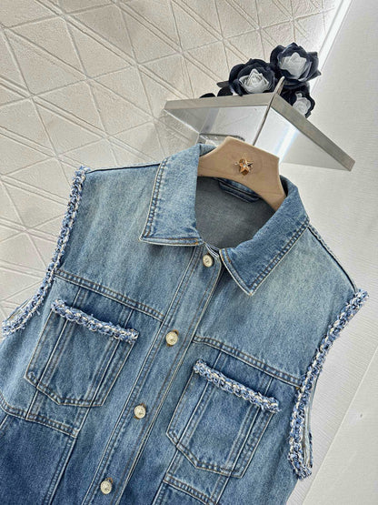 C 2025 new product Denim vest shorts set