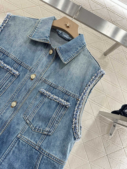 C 2025 new product Denim vest shorts set