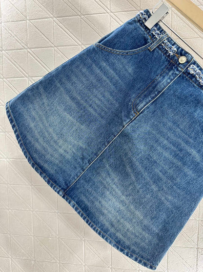 C 2025 new product Denim skirt with hem