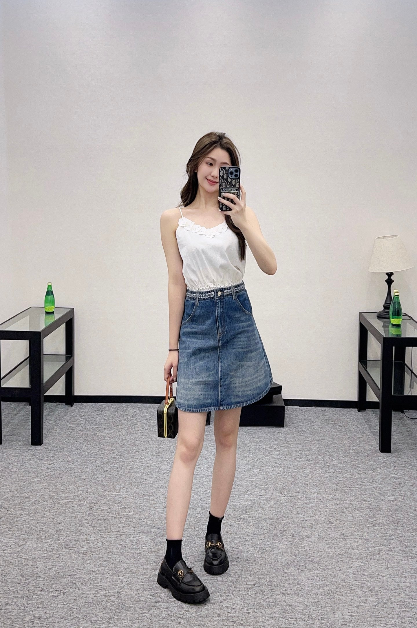 C 2025 new product Denim skirt with hem