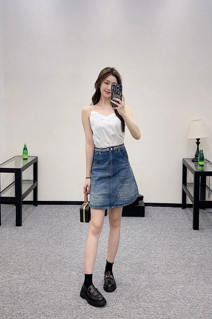 C 2025 new product Denim skirt with hem