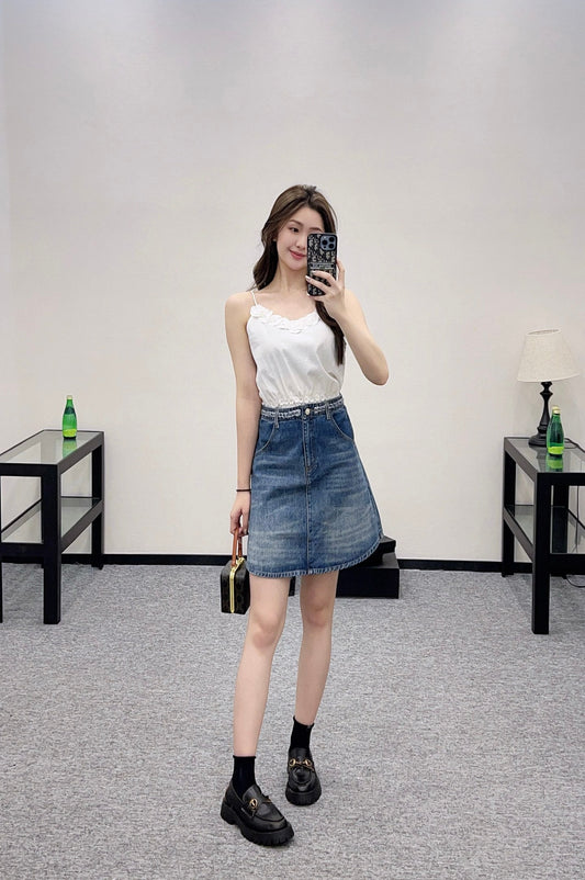 C 2025 new product Denim skirt with hem