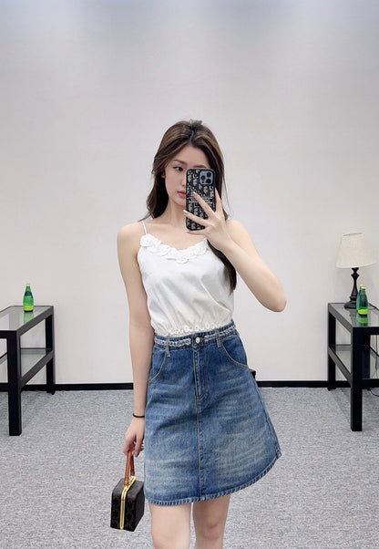 C 2025 new product Denim skirt with hem