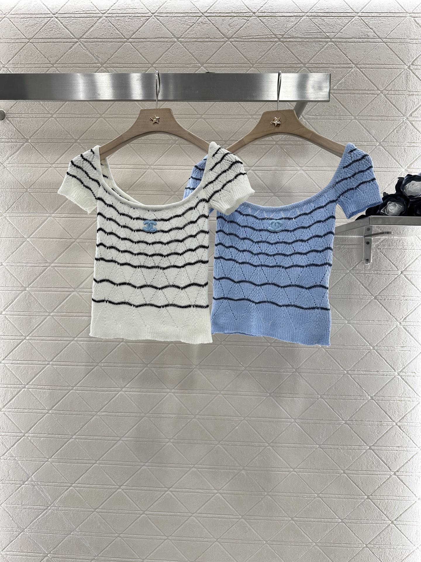 C 2025 new product Hollow knitted short sleeves