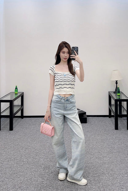 C 2025 new product Hollow knitted short sleeves