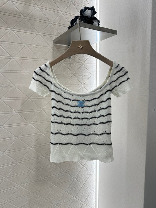 C 2025 new product Hollow knitted short sleeves