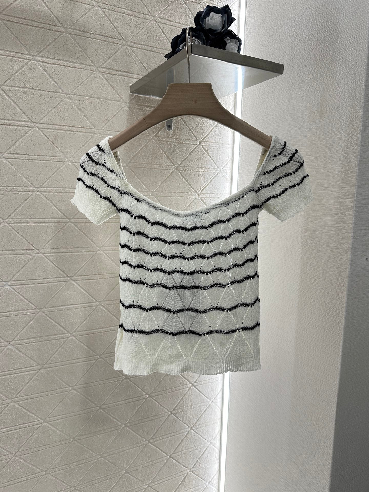 C 2025 new product Hollow knitted short sleeves