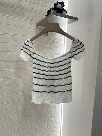 C 2025 new product Hollow knitted short sleeves