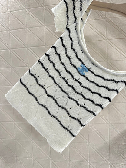 C 2025 new product Hollow knitted short sleeves