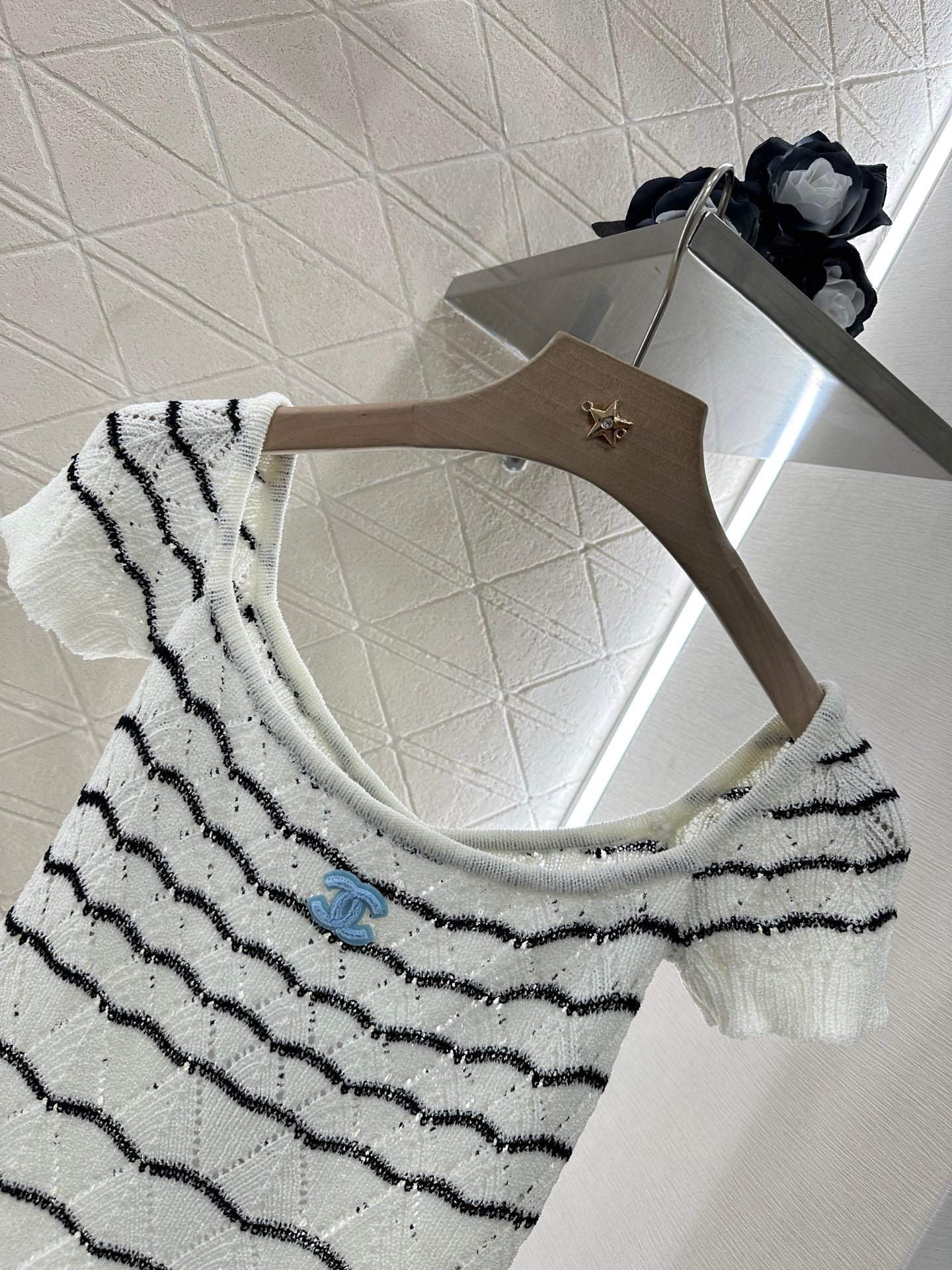 C 2025 new product Hollow knitted short sleeves
