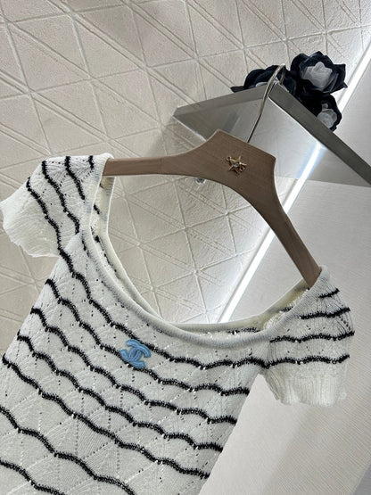 C 2025 new product Hollow knitted short sleeves