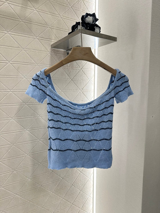 C 2025 new product Hollow knitted short sleeves