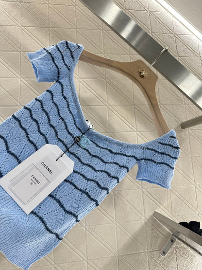 C 2025 new product Hollow knitted short sleeves