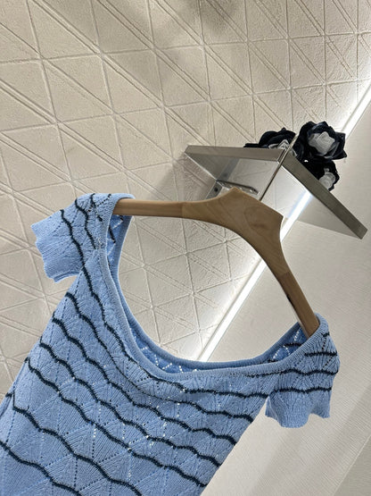 C 2025 new product Hollow knitted short sleeves