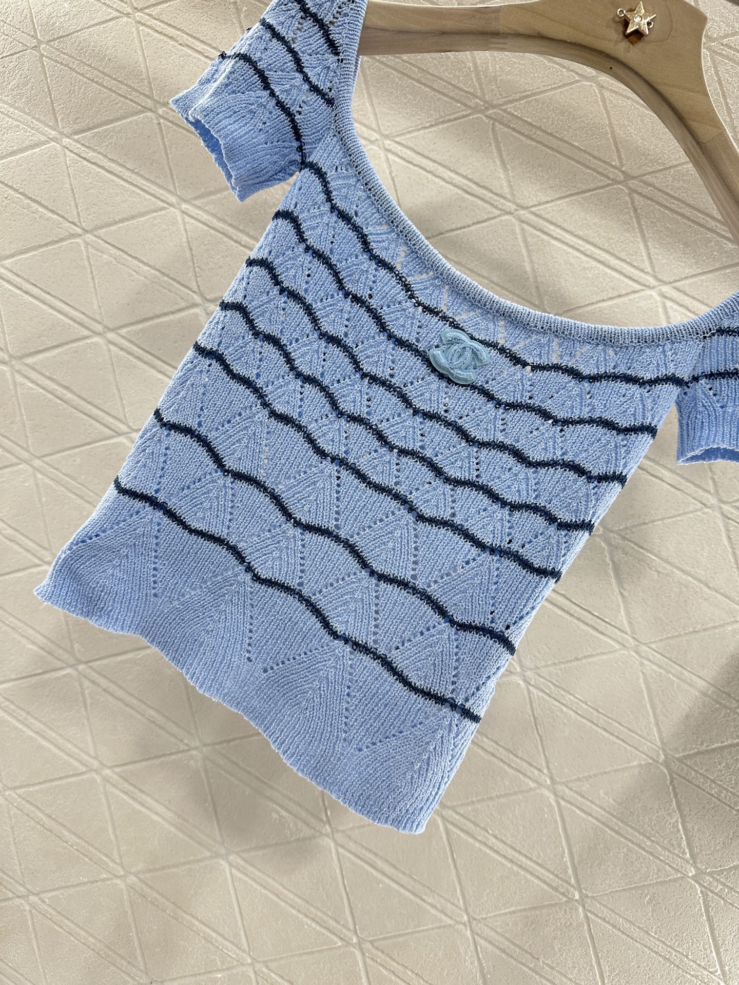 C 2025 new product Hollow knitted short sleeves