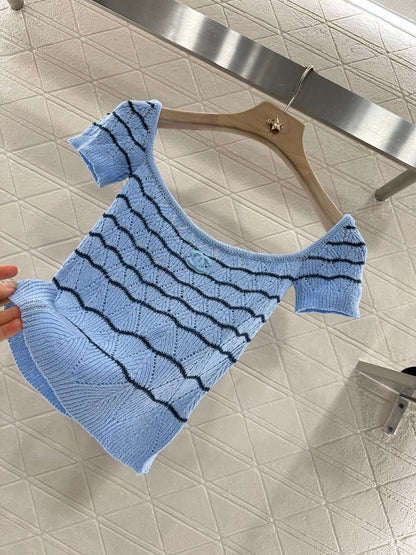 C 2025 new product Hollow knitted short sleeves