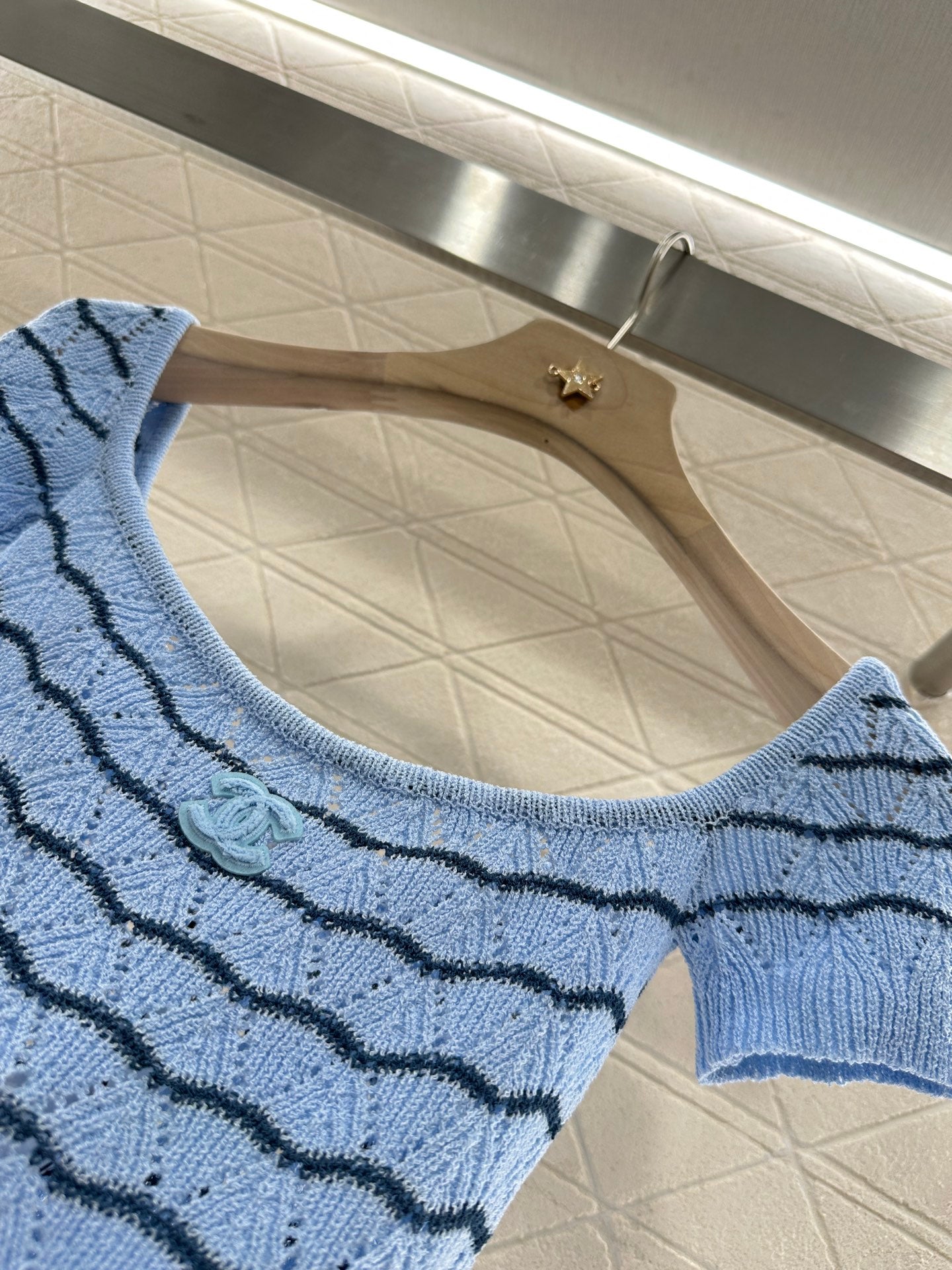 C 2025 new product Hollow knitted short sleeves