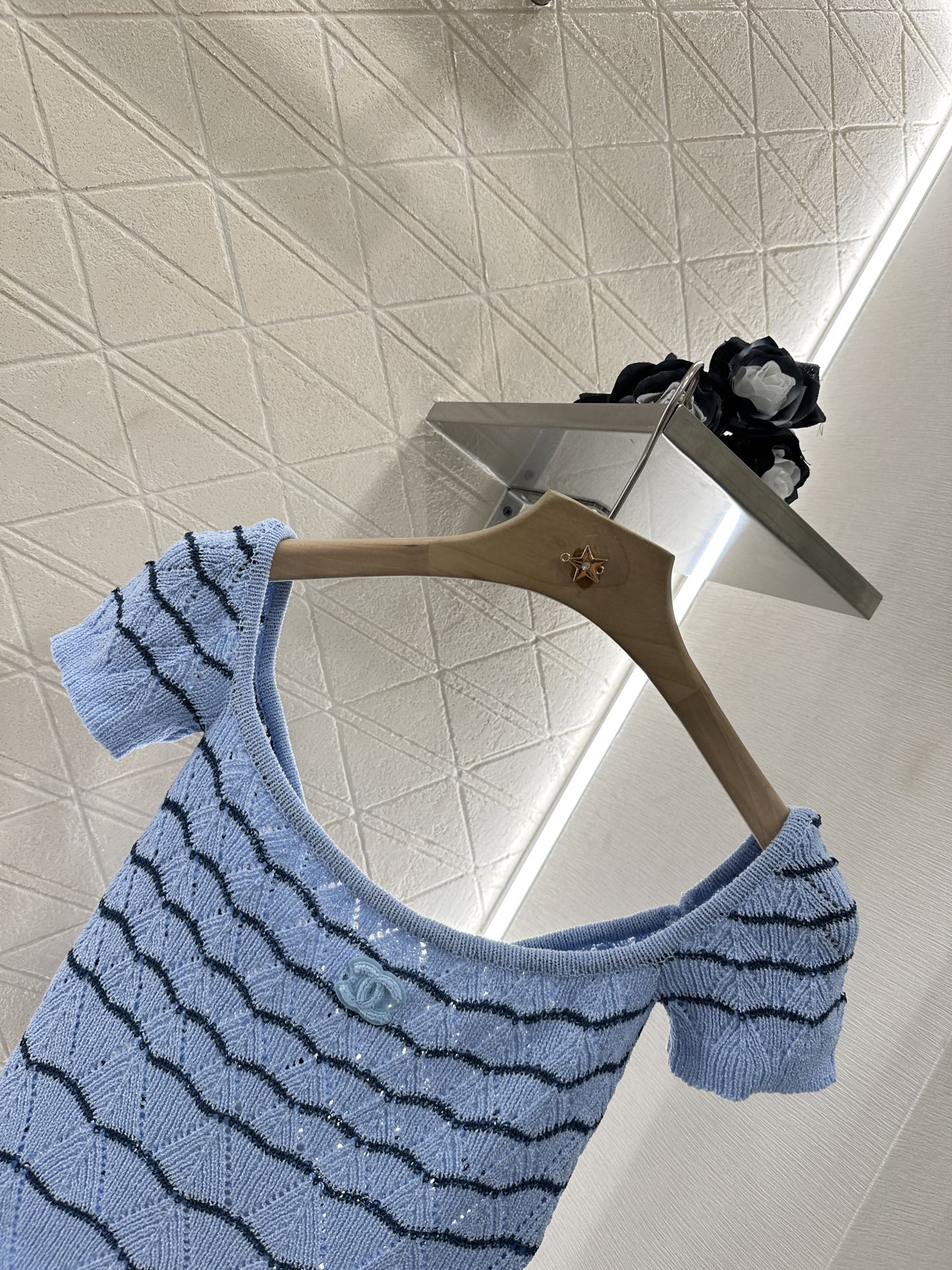 C 2025 new product Hollow knitted short sleeves