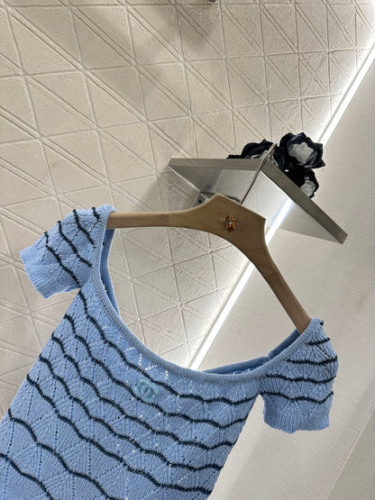 C 2025 new product Hollow knitted short sleeves