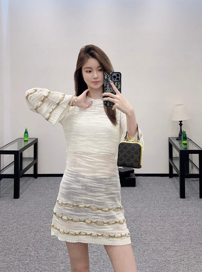 C 2025 new product Embroidered knitted dress