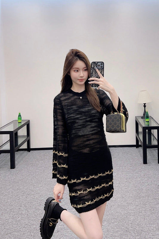 C 2025 new product Embroidered knitted dress