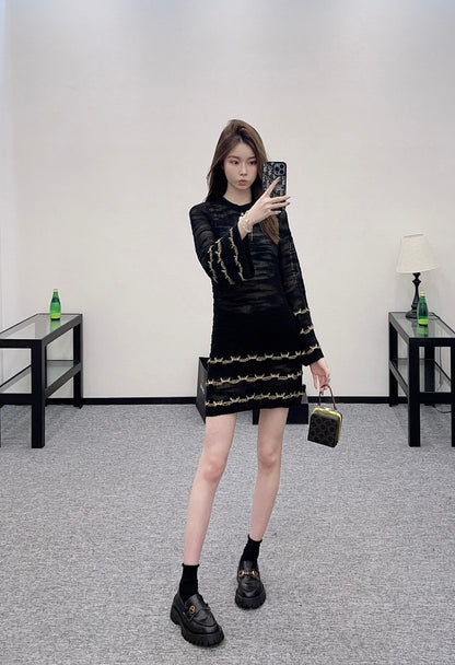 C 2025 new product Embroidered knitted dress