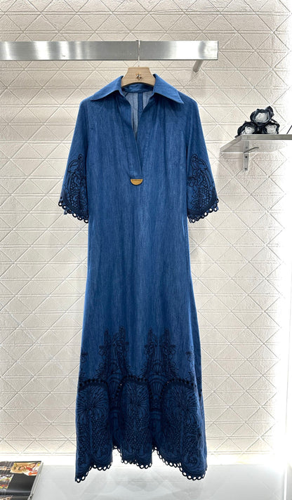 Z New Arrival Embroidered Denim Dress