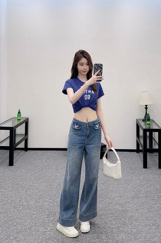 V 2025 new products Denim pocket trousers