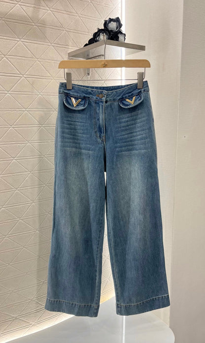 V 2025 new products Denim pocket trousers