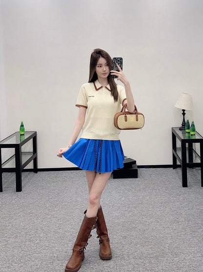 M 2025 new product Knitted lapel short sleeves