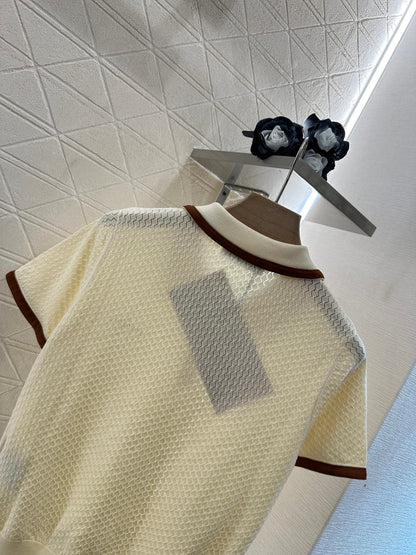 M 2025 new product Knitted lapel short sleeves