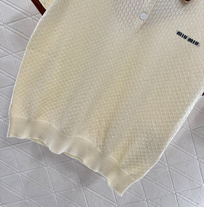 M 2025 new product Knitted lapel short sleeves