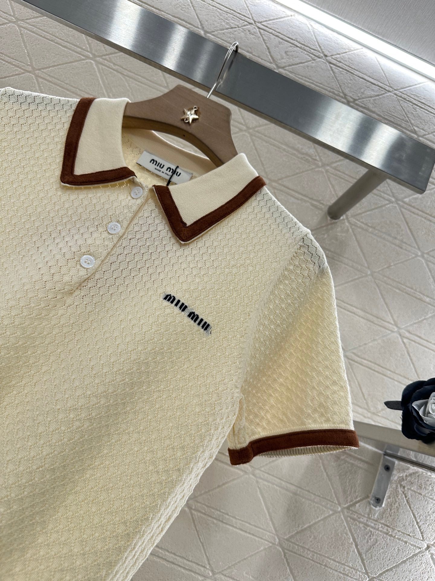 M 2025 new product Knitted lapel short sleeves
