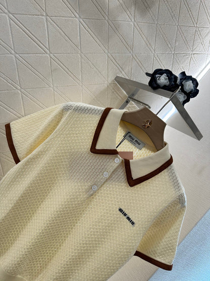 M 2025 new product Knitted lapel short sleeves
