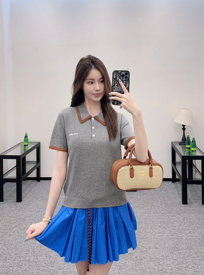 M 2025 new product Knitted lapel short sleeves