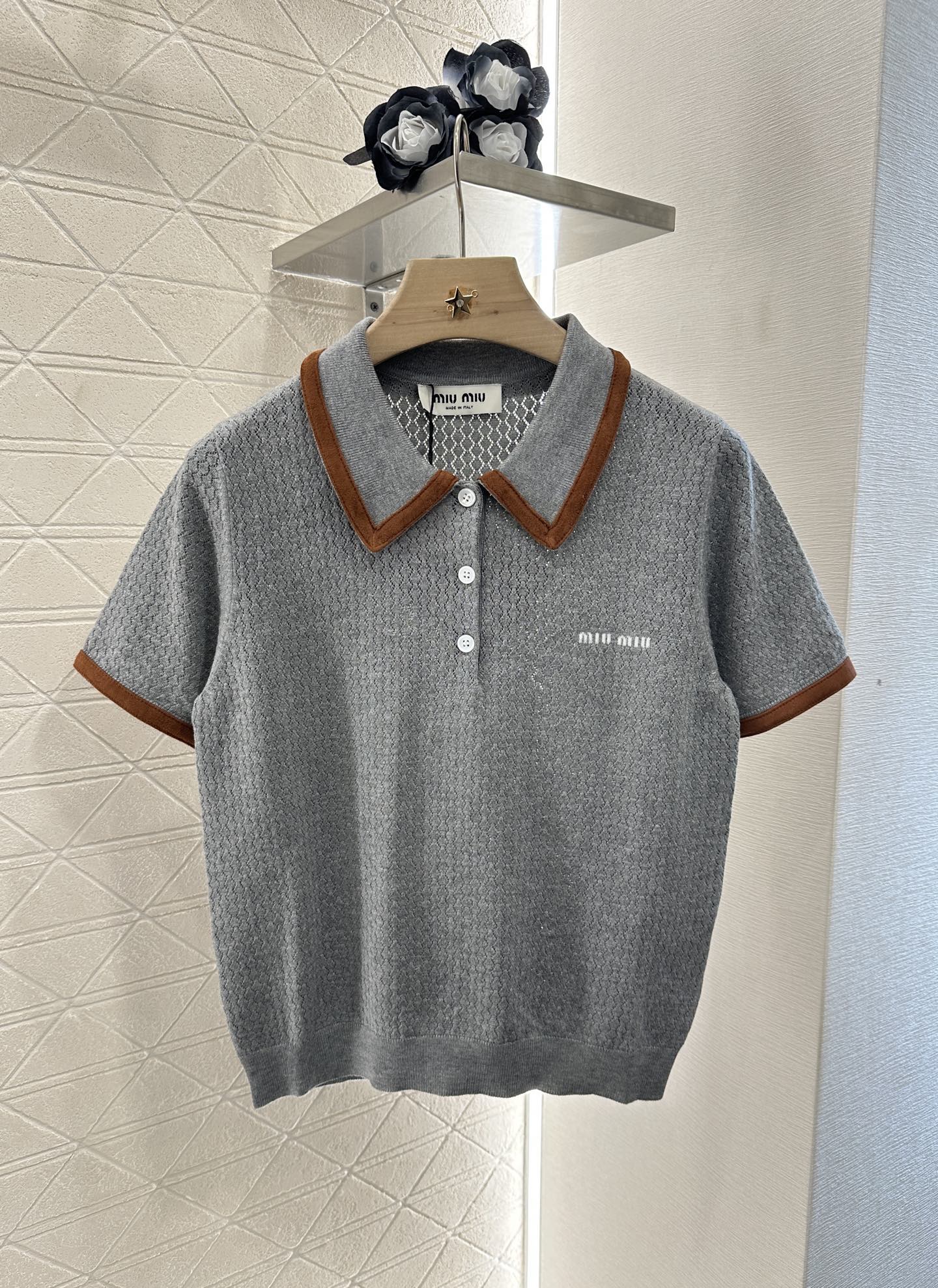 M 2025 new product Knitted lapel short sleeves