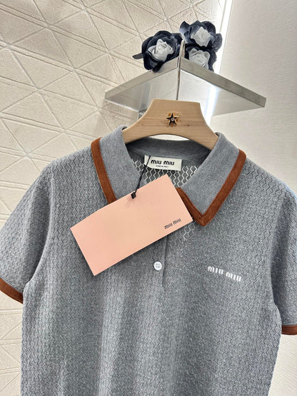 M 2025 new product Knitted lapel short sleeves