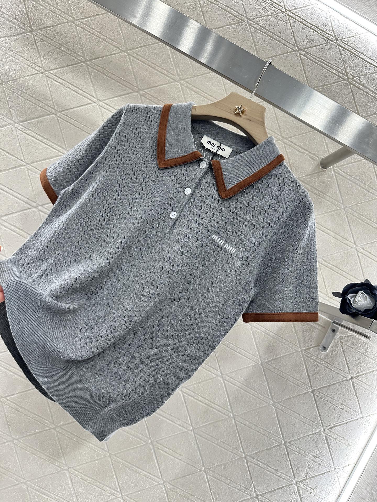 M 2025 new product Knitted lapel short sleeves