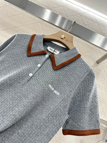 M 2025 new product Knitted lapel short sleeves