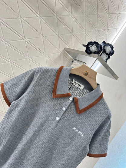 M 2025 new product Knitted lapel short sleeves