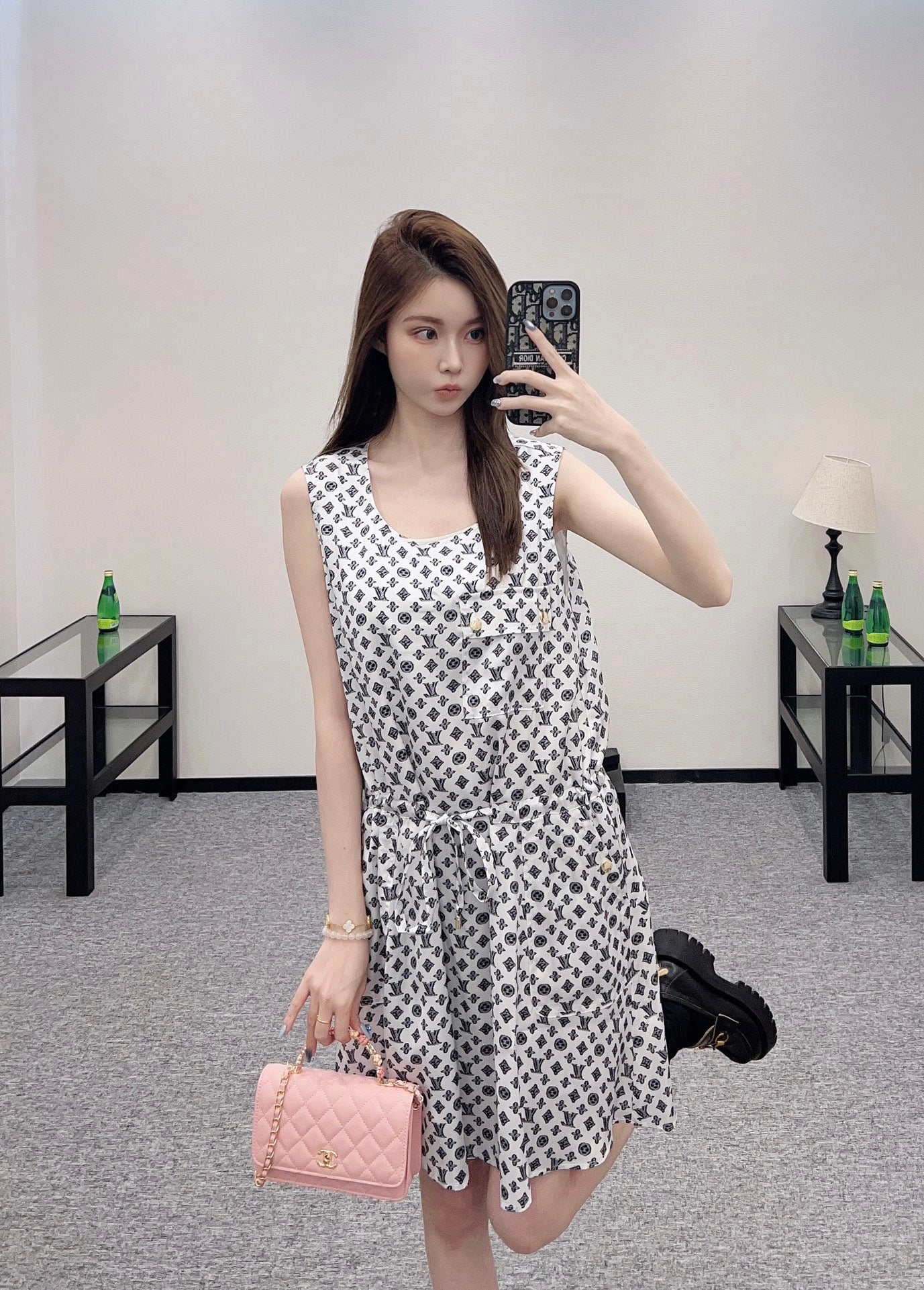 L 2025 new product Drawstring vest dress