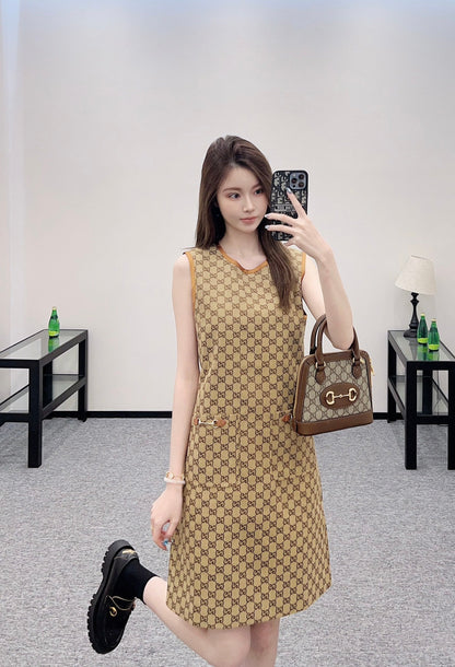 G 2025 new product Jacquard vest dress