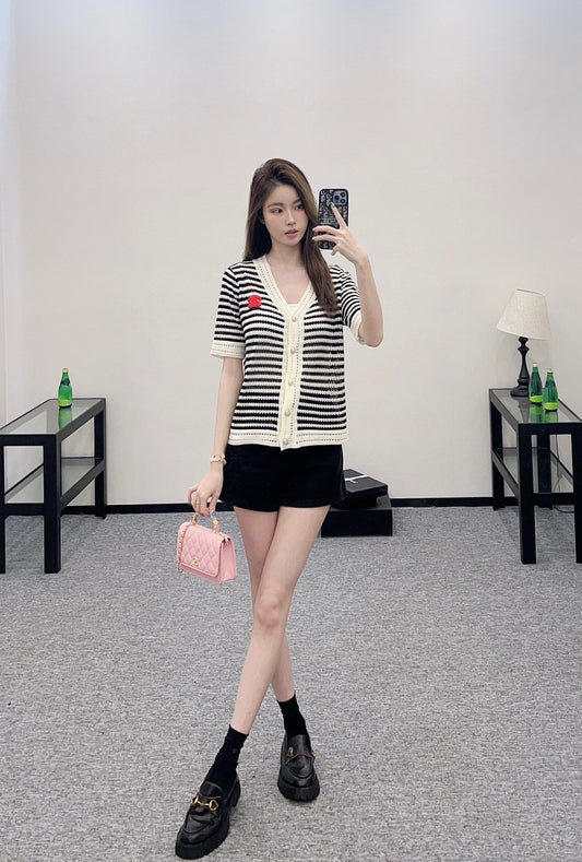 C 2025 new product Knitted short-sleeved cardigan