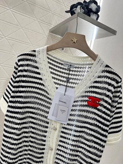 C 2025 new product Knitted short-sleeved cardigan