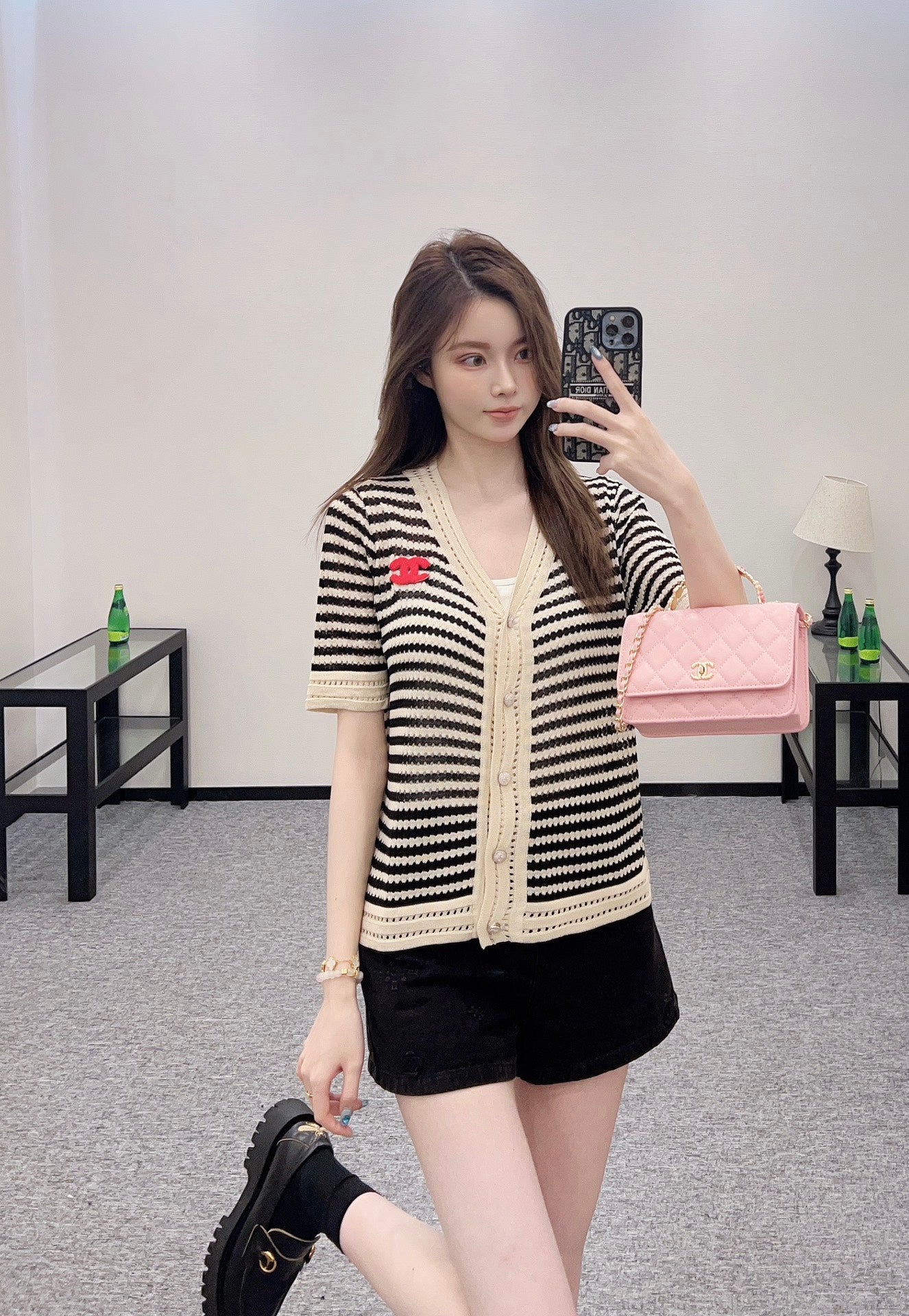 C 2025 new product Knitted short-sleeved cardigan