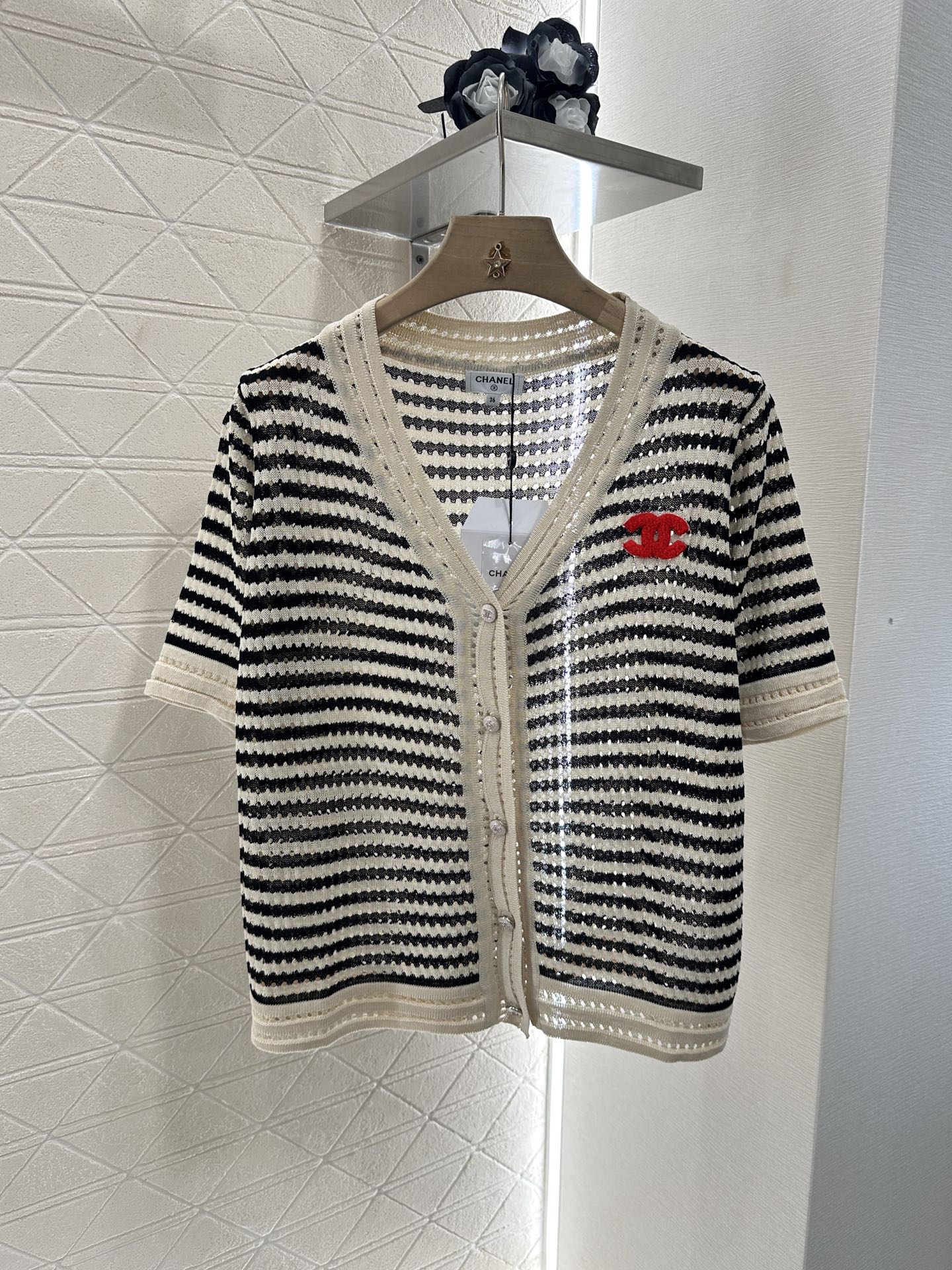 C 2025 new product Knitted short-sleeved cardigan