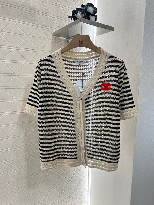 C 2025 new product Knitted short-sleeved cardigan