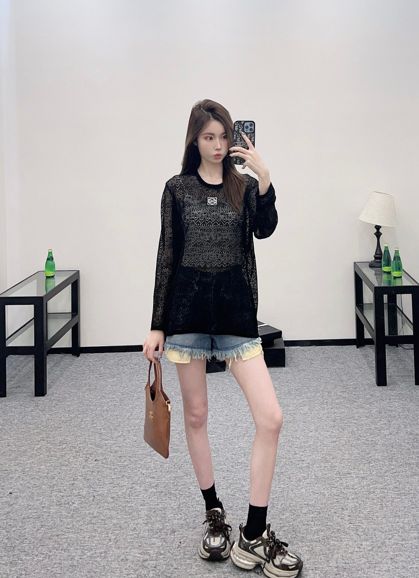Lo 2025 new product Hollow knitted long sleeves