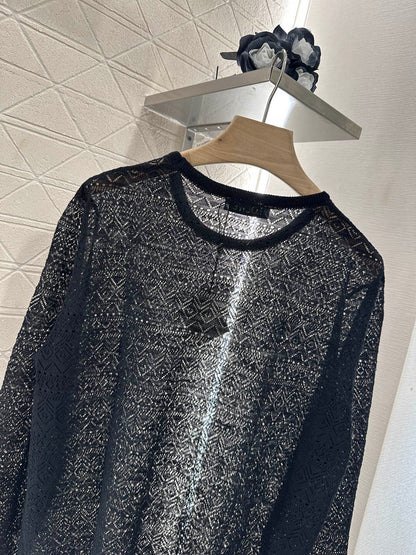 Lo 2025 new product Hollow knitted long sleeves
