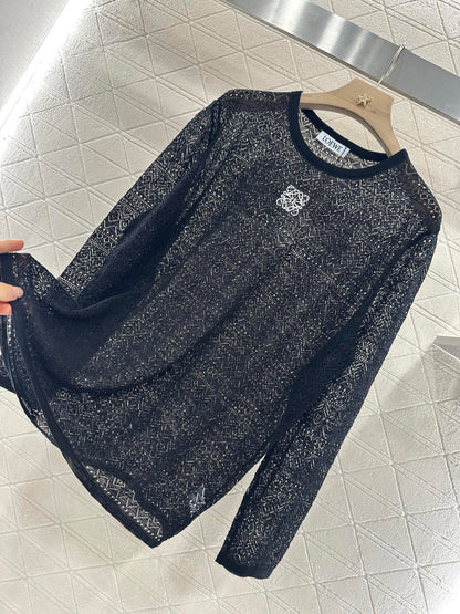 Lo 2025 new product Hollow knitted long sleeves